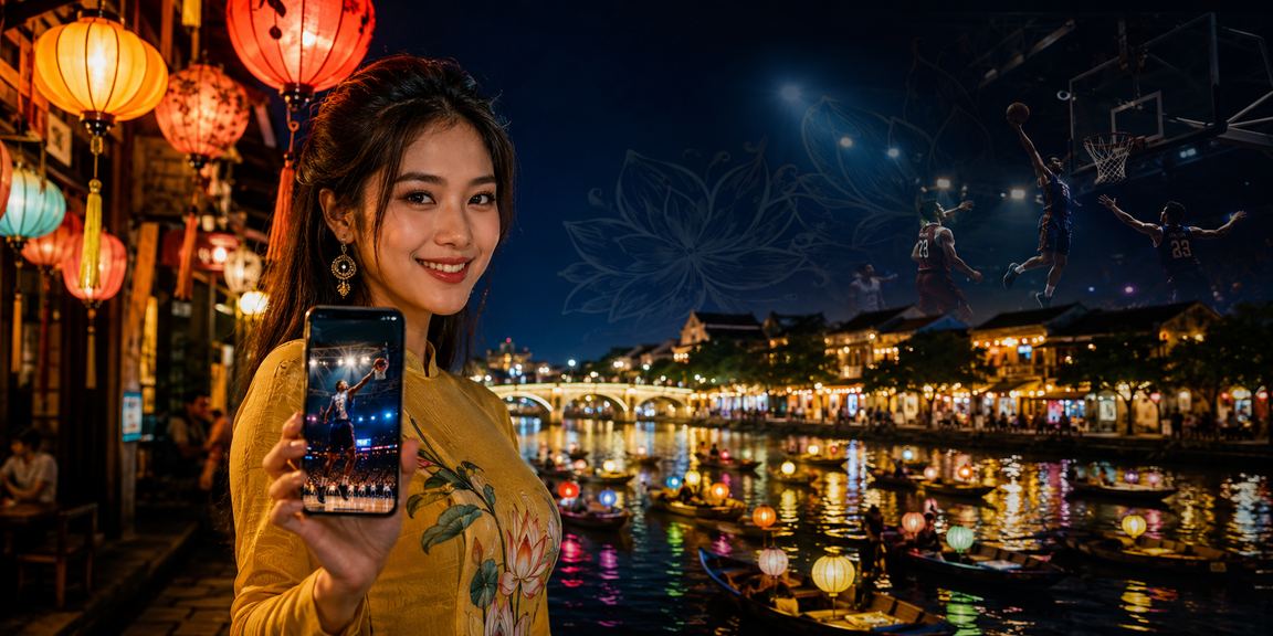 Bầu không khí cá cược bóng rổ tại chợ đêm Hội An